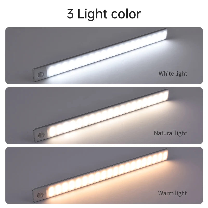 Motion Sensor Cabinet Light — 3 Colour Modes, USB Rechargeable, Black or Silver