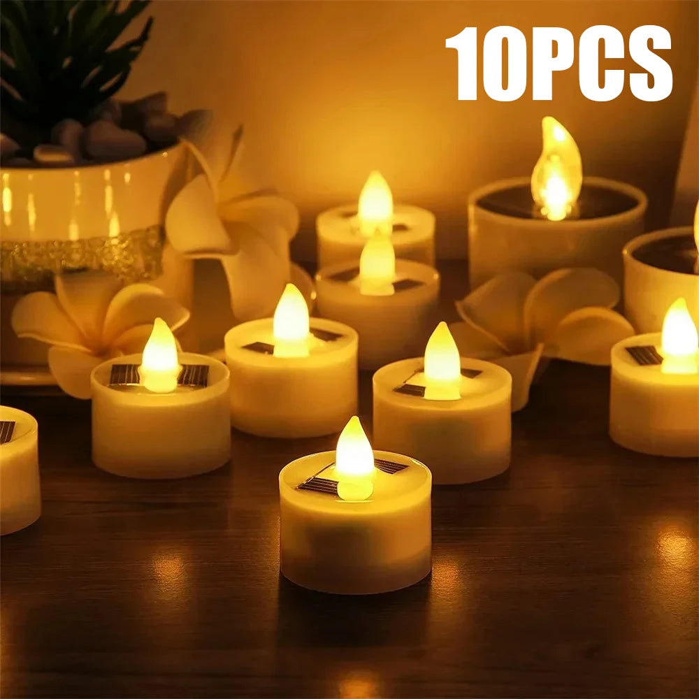 Solar Flameless LED Tea Light Candles – Waterproof Warm Flicker for Garden & Party (1–10 pcs)