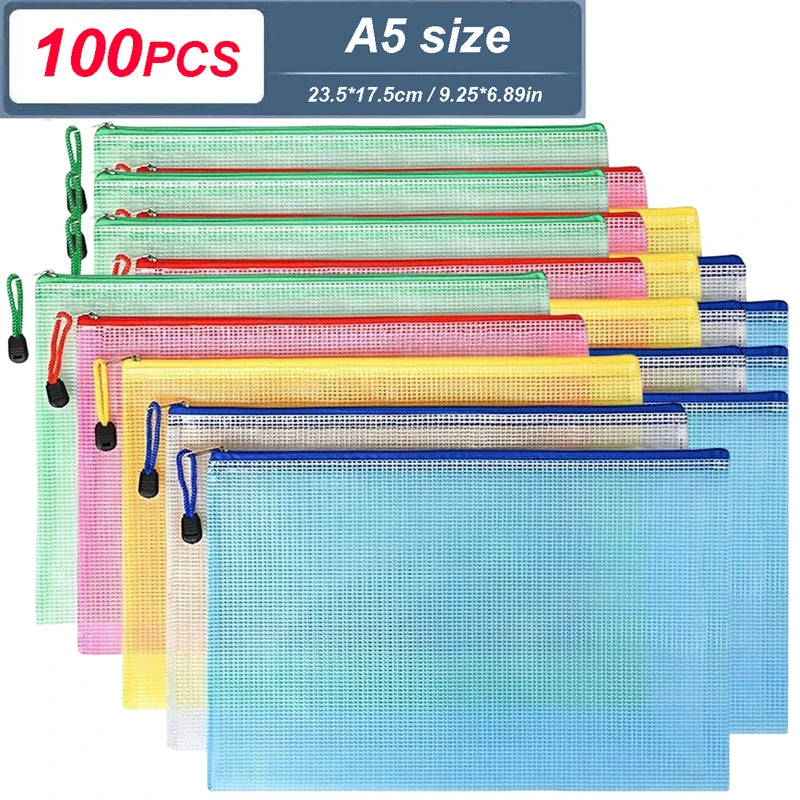 Mesh Zipper Document Pouch — A4, A5 & A6 File Folder with Zip