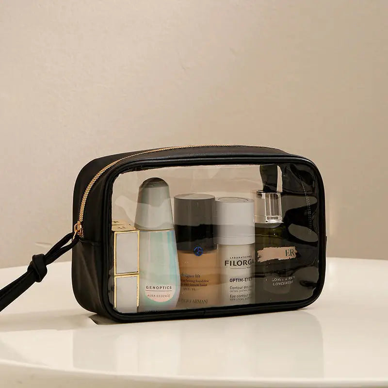 Large Capacity Transparent PVC Makeup Bag — Waterproof Travel Cosmetics Organizer