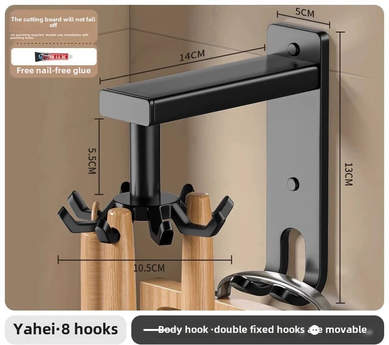 360° Rotatable Kitchen Hook Rack — No-Drill, Spoon & Utensil Hanger
