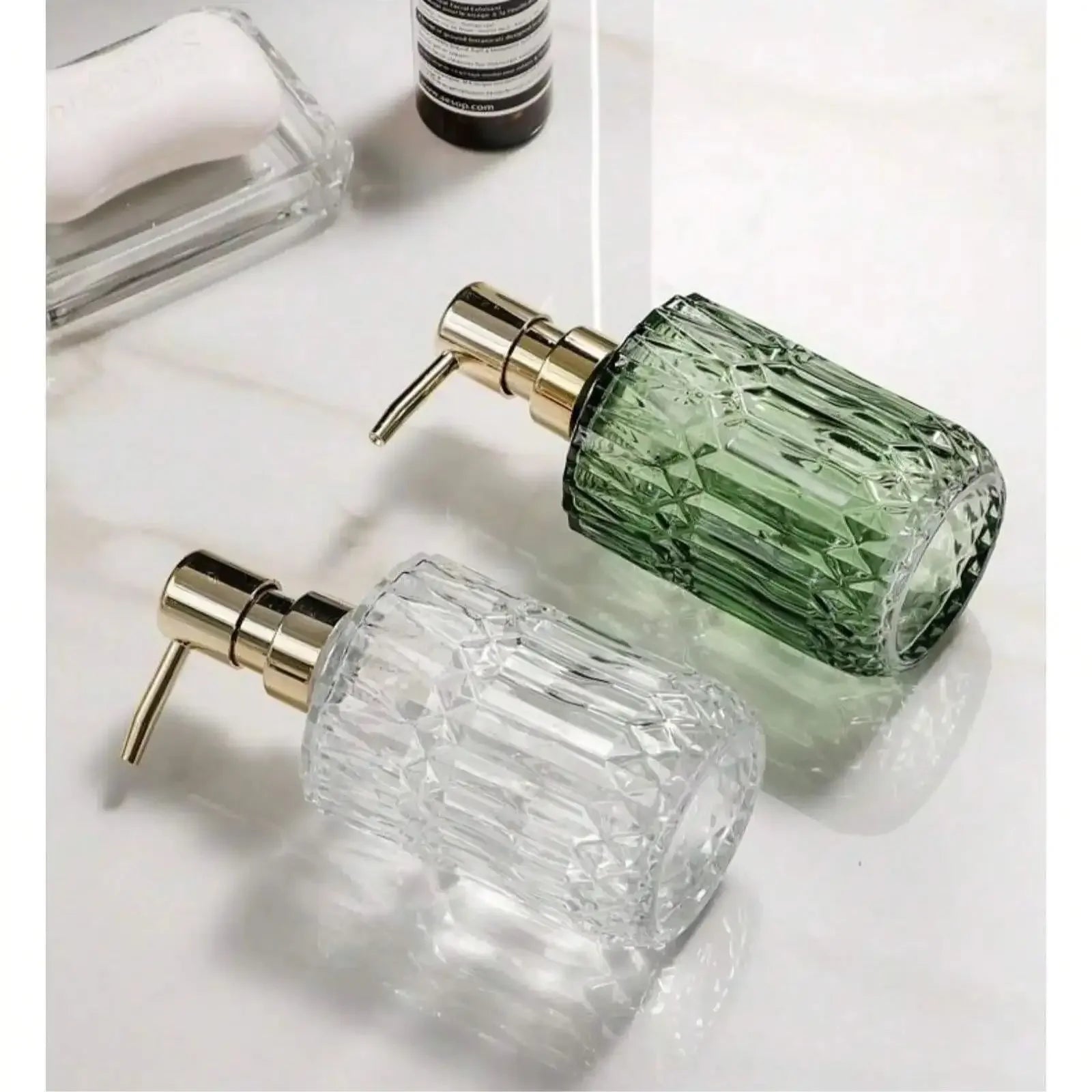 400ml Clear Glass Soap Dispenser — Manual Press Hand Sanitizer Bottle