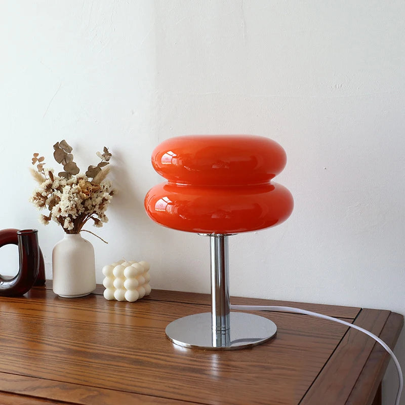 Macaron Glass Bedside Table Lamp — Trichromatic Dimming, Eye Protection