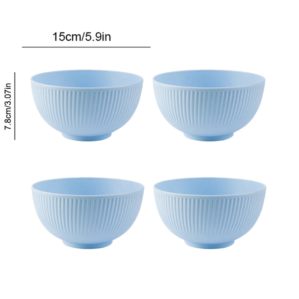 Nordic Wheat Straw Plastic Bowls — Shatter-Resistant, Set of 4