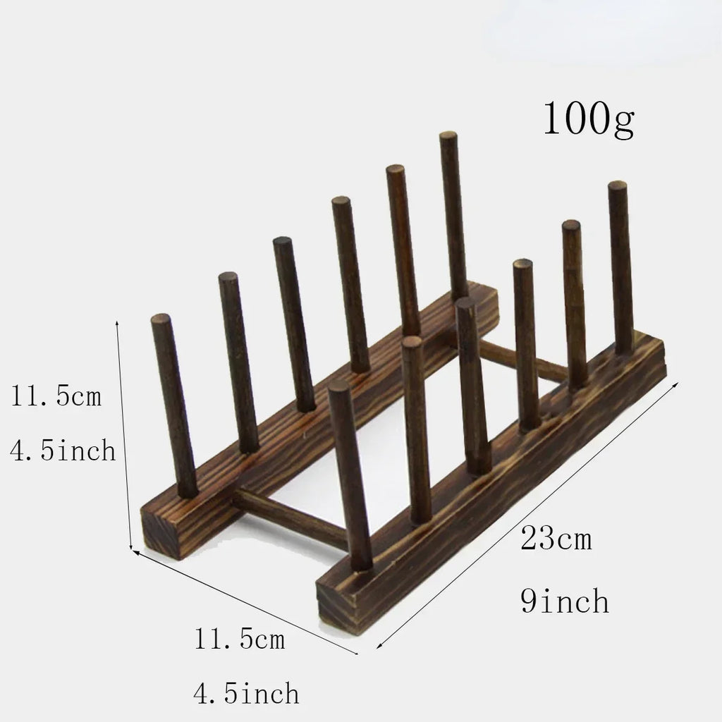 Bamboo Dish Drainer & Pot Lid Rack — Natural, Kitchen Organizer