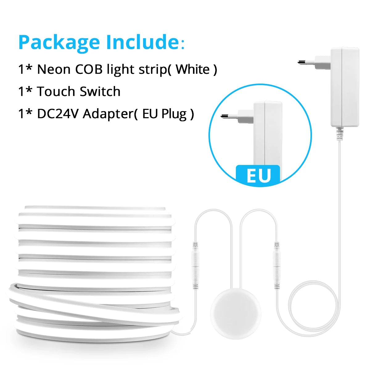 COB Neon Silicone LED Strip Light — Touch & Gesture Control, Dimmable