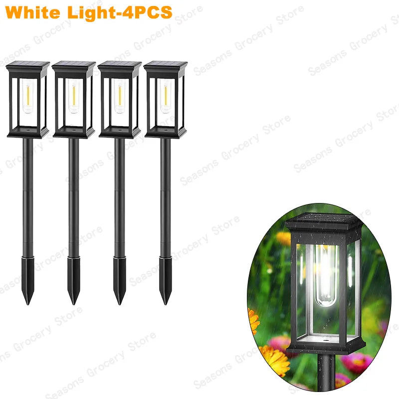 IP65 Waterproof Solar Garden Lights White Warm Light Outdoor Landscape Walkway Lighting Lawn Porch Patio Ambiance Lights