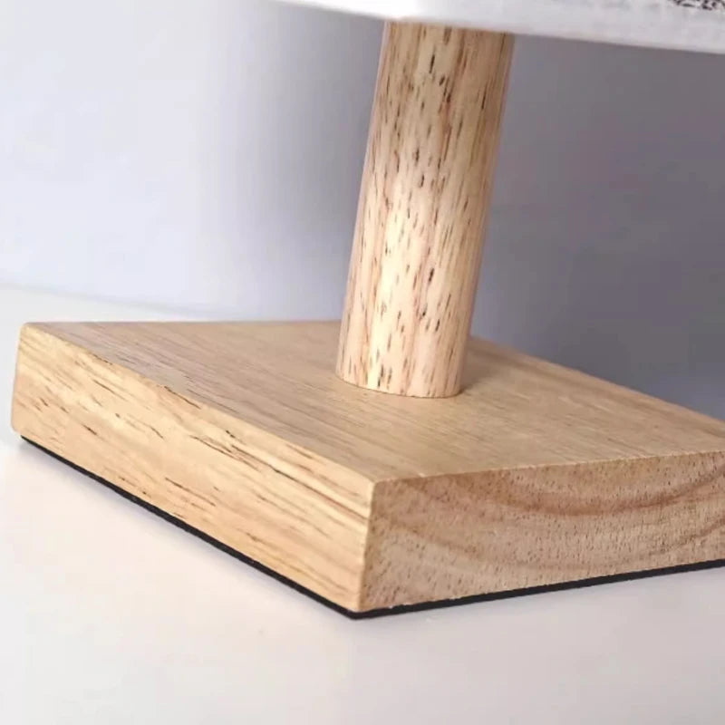 Chinese-Style Wood & Linen Bedside Lamp — Dimmable, USB Powered