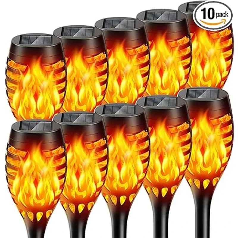 Solar Flame Torch Lights – IP65 Flickering LED Garden Stake Lamps (1–10 pcs)