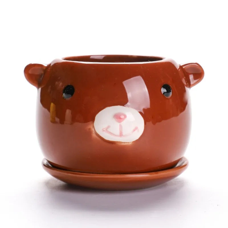 Cartoon Animal Succulent Flowerpot – Lightweight Breathable Ceramic Planter