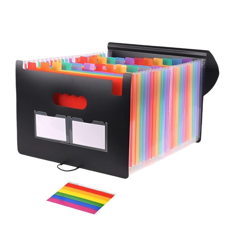 PP Multi-Layer Hanging File Bag — A4 Accordion Folder with Rope