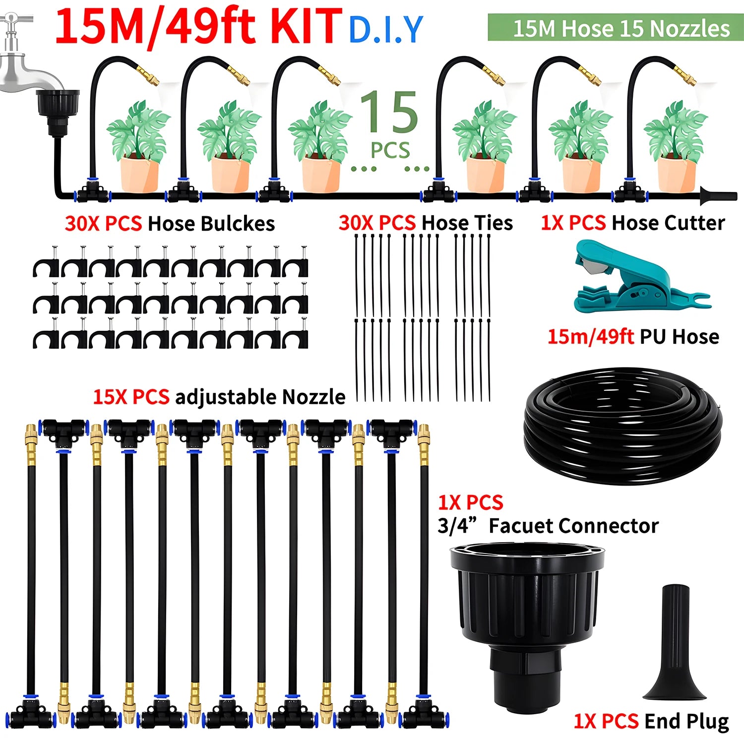 DIY Free-Bending Universal Spray Kit – Flexible Misting & Irrigation System for Greenhouse & Garden