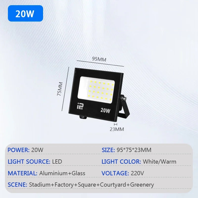 TIIIIT LED Floodlight IP66 – 10W–200W Outdoor Spotlight AC220V
