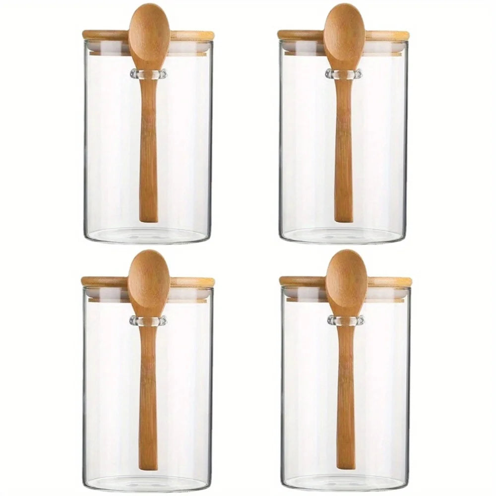 Overnight Oats Glass Jars with Spoon — Airtight, Freezer Safe, Set of 1–4