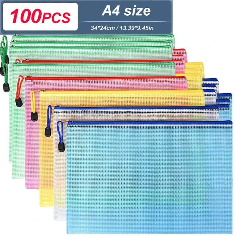 Mesh Zipper Document Pouch — A4, A5 & A6 File Folder with Zip