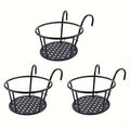 Iron Art Hanging Flower Pot with Hook – Metal Balcony Basket Planter (1/2/3 Pack)