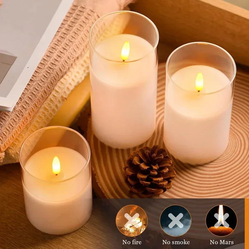 Acrylic Flameless LED Candles with Remote & Timer — Set of 2 or 3