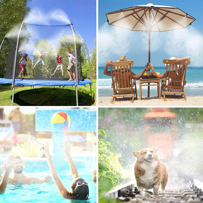 DIY Misting Cooling System – 33ft Line with 12 Brass Nozzles for Patio & Greenhouse