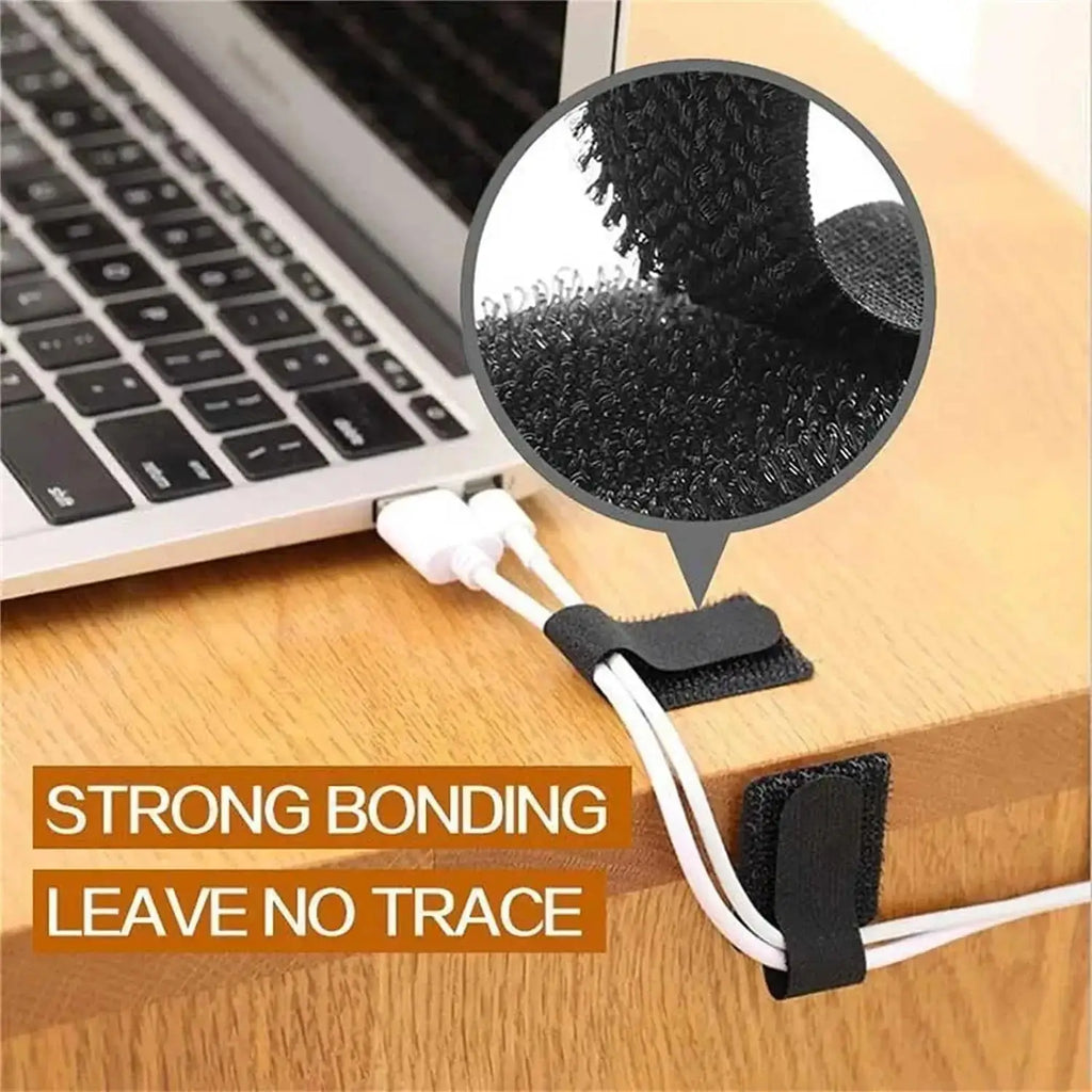 20pcs Reusable Nylon Cable Ties — Self-Adhesive Adjustable Cord Organizer