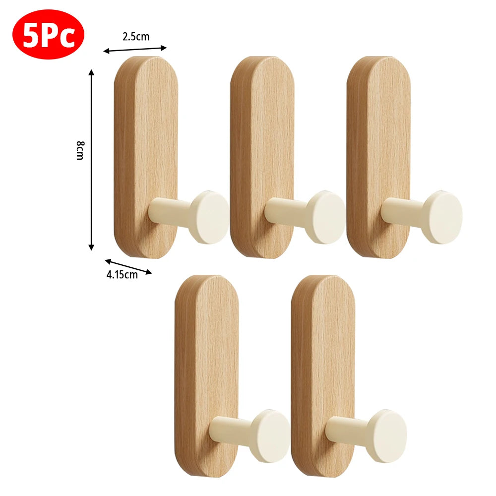 Self-Adhesive Wooden & Aluminium Wall Hook — No-Drill Key & Coat Hanger