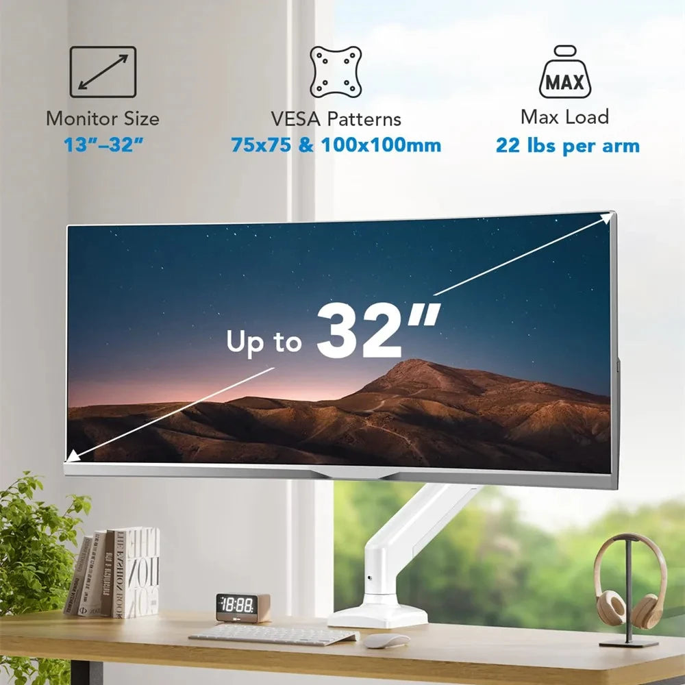 Single Monitor Arm — Adjustable Desk Mount for 14–32" Screens