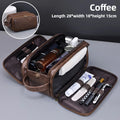 PU Leather Hanging Toiletry Bag — Multi-Pocket, Dry-Wet Separation, 28×18×15cm