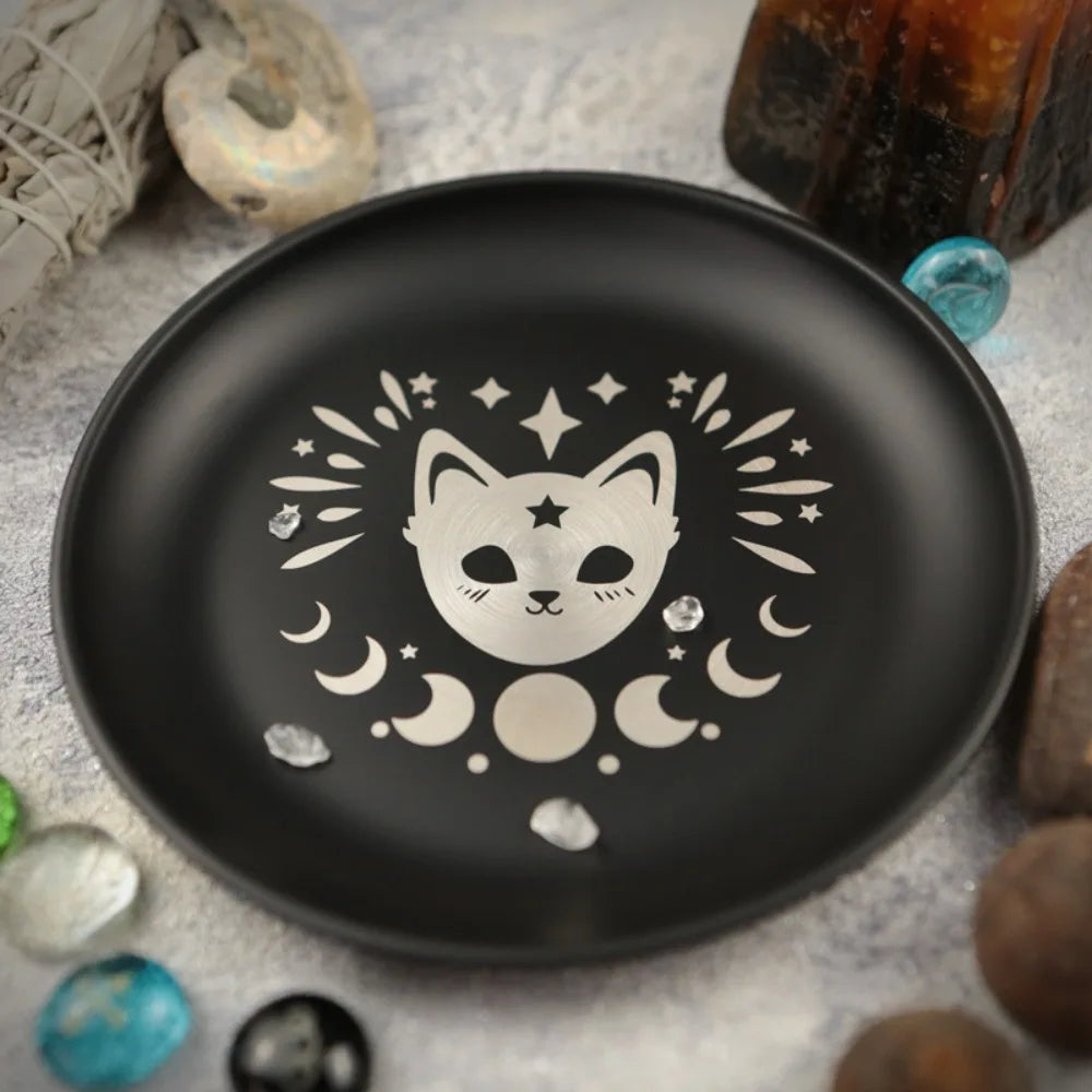 Black Stainless Steel Decorative Tray — Jewellery Dish & Altar Plate