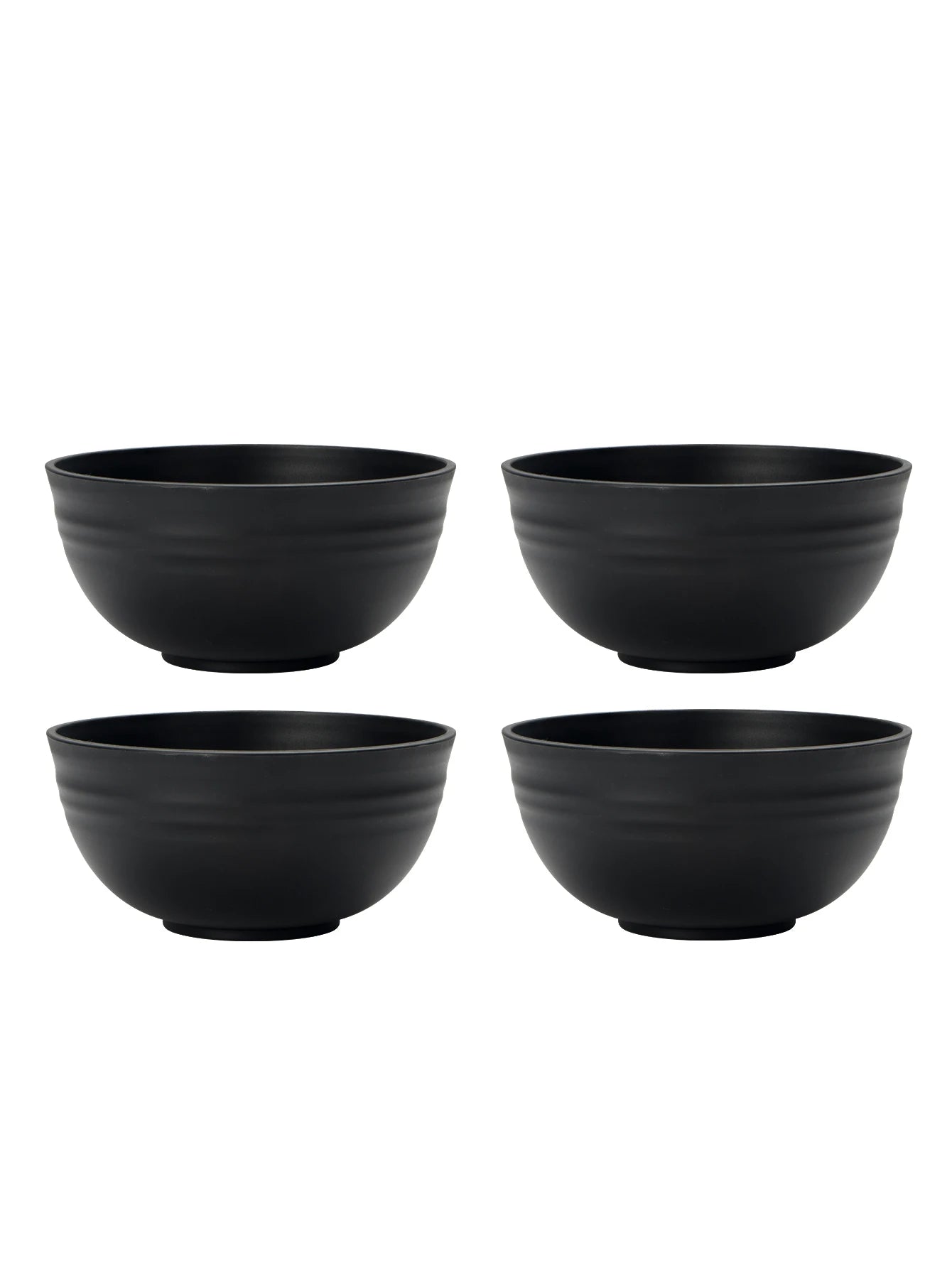 Black Grain Reusable Plastic Dinner Bowls — Set of 4, 6 or 8
