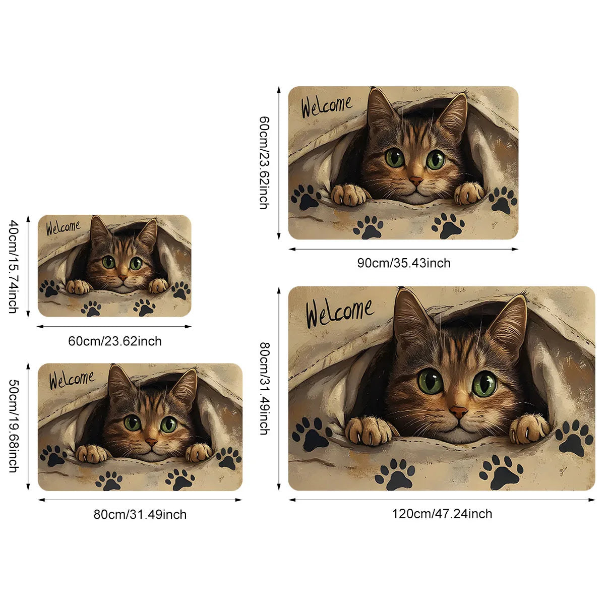 VIKAMA Cute Cat Door Mat – Fade Resistant Polyester Rug for Indoor & Outdoor