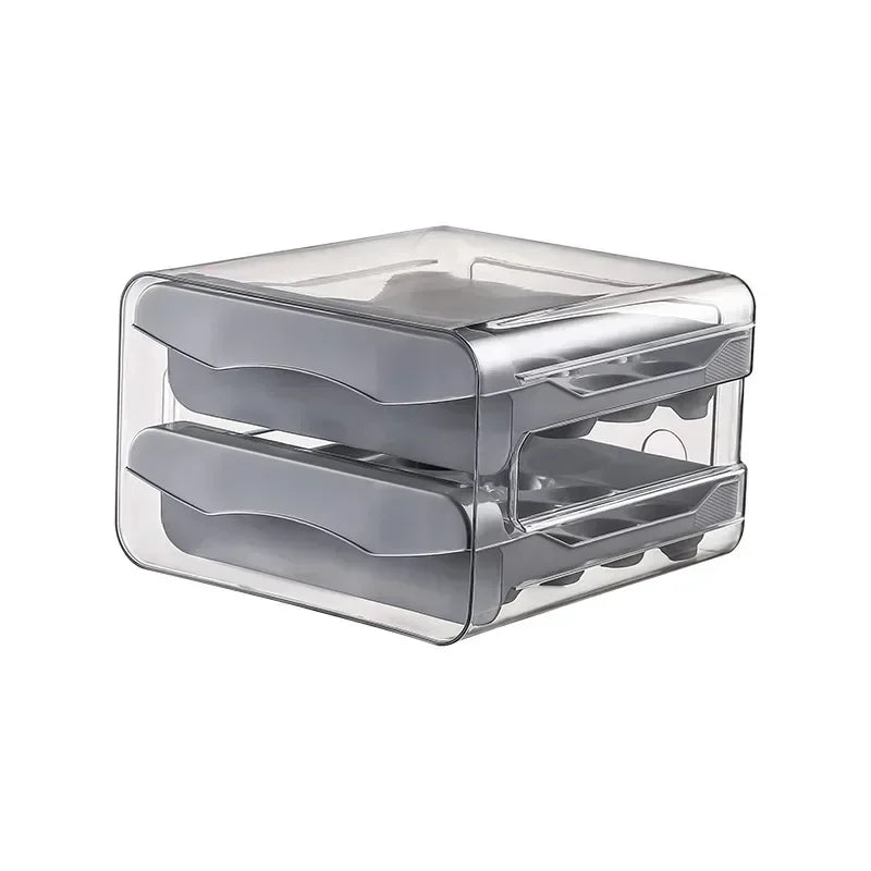 Double-Drawer Egg Box — 32 Grid, Dustproof, Fridge Organizer
