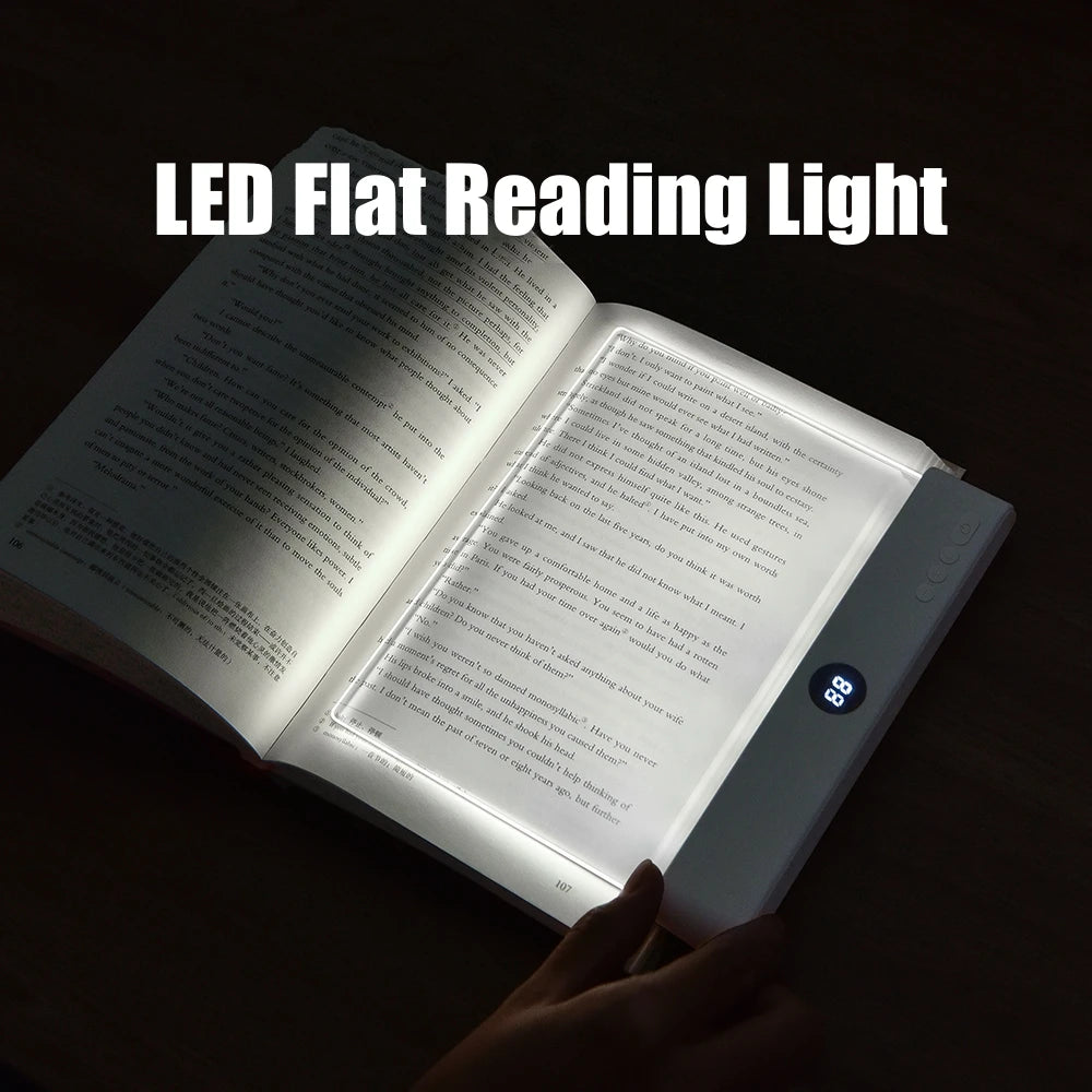 LED Flat Panel Reading Light — USB Rechargeable, Timer & Dimming
