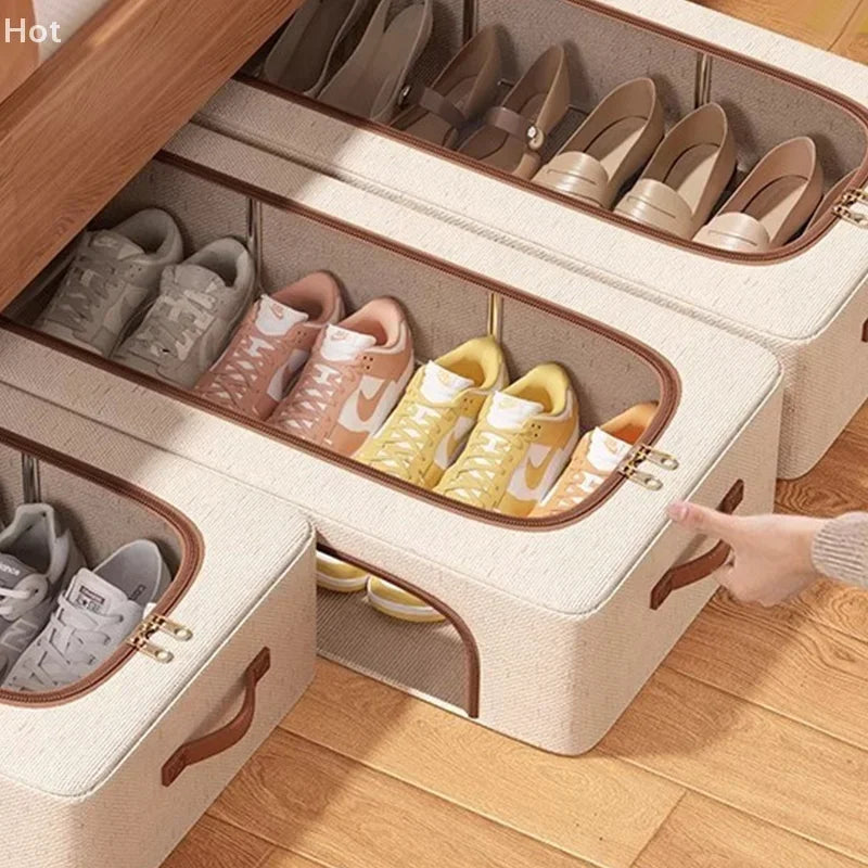 Under-Bed Shoe Storage Organizer with Clear Window