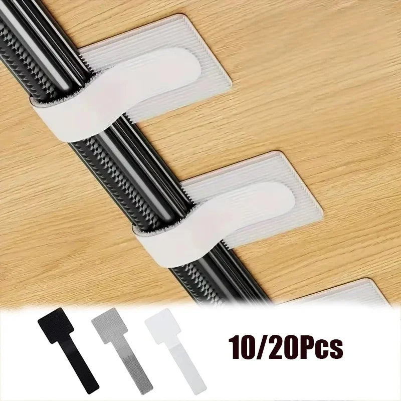 20pcs Reusable Nylon Cable Ties — Self-Adhesive Adjustable Cord Organizer