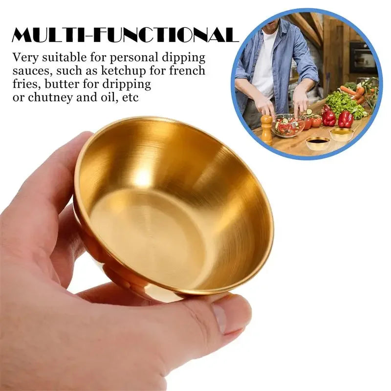Stainless Steel Sauce & Appetiser Dishes — Gold or Silver, Set of 2 or 4