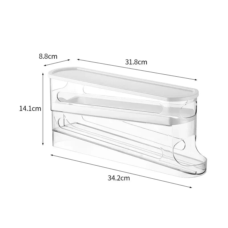 Automatic Rolling Egg Holder Rack — Double Layer, Ladder Style, Fridge