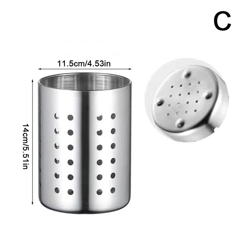Stainless Steel Cutlery & Chopstick Holder — Draining, Countertop