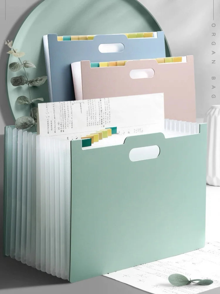 13-Pocket Accordion File Organizer — A4 Expanding Folder with Label Pockets