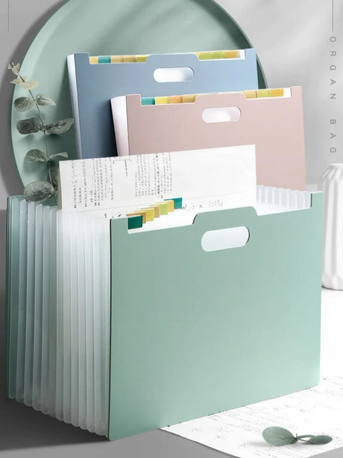 13-Pocket Accordion File Organizer — A4 Expanding Folder with Label Pockets