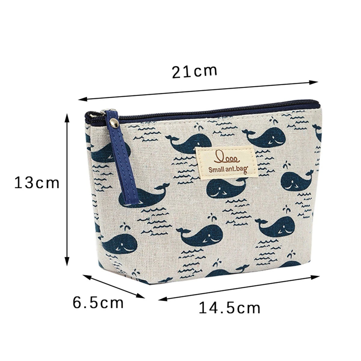 Canvas Travel Makeup & Pencil Case — Compact Zipper Pouch, 15×12×6cm