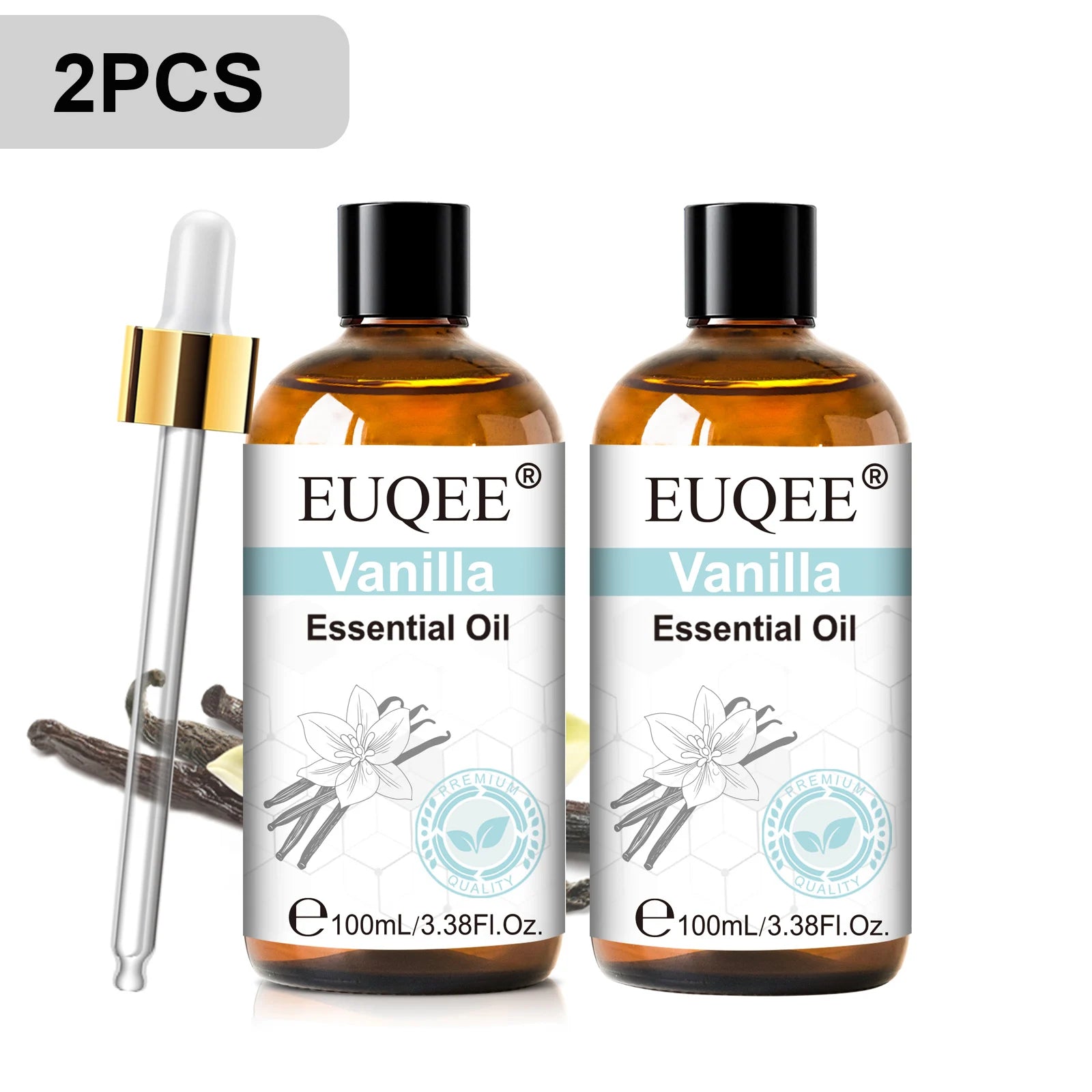 EUQEE 100ml Pure Essential Oil — Vanilla, Lavender, Cinnamon or Lemon — Diffuser & Candle Making