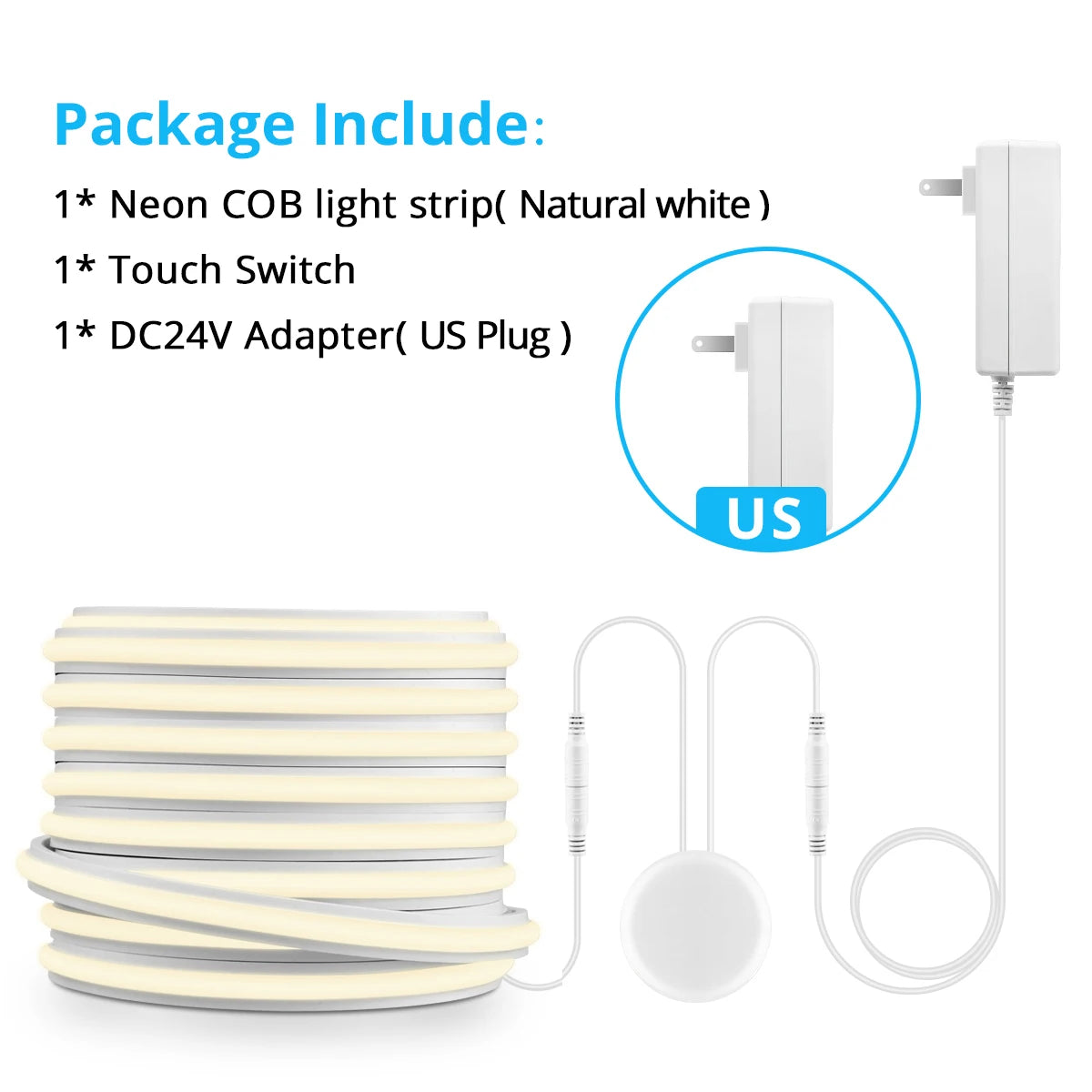 COB Neon Silicone LED Strip Light — Touch & Gesture Control, Dimmable