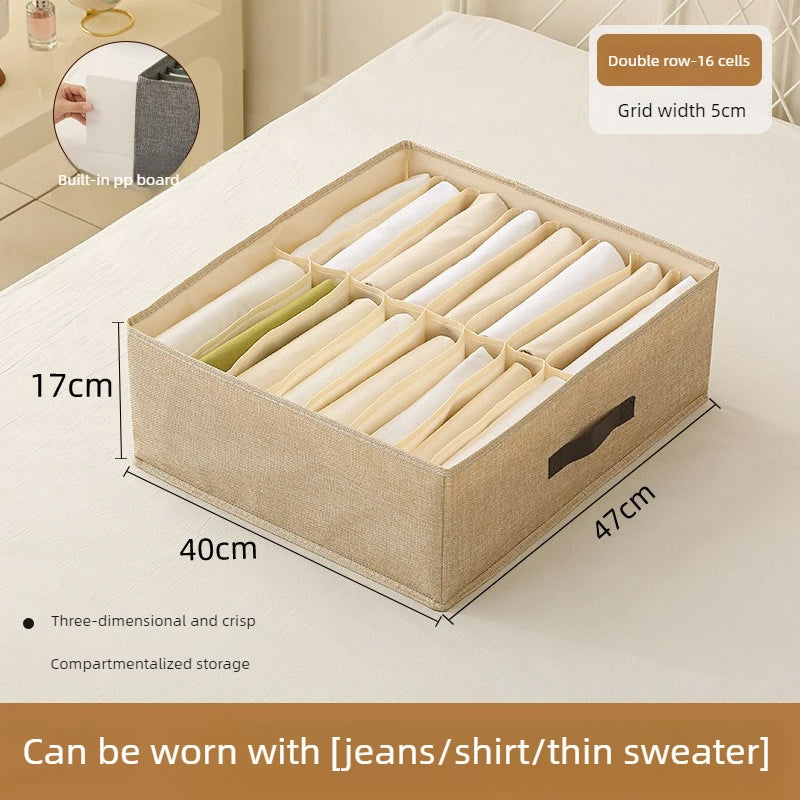 Foldable Clothing Storage Box with Double Compartments for Home And Dorm Drawer Organization