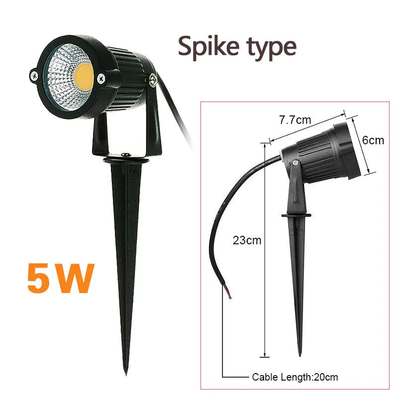 teetealy LED COB Spike Lawn Lamp – 5W–20W Garden Path Spotlight IP65