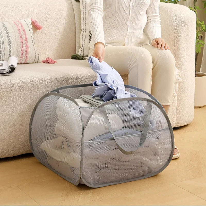 90L Collapsible Pop-Up Laundry Hamper with Handles