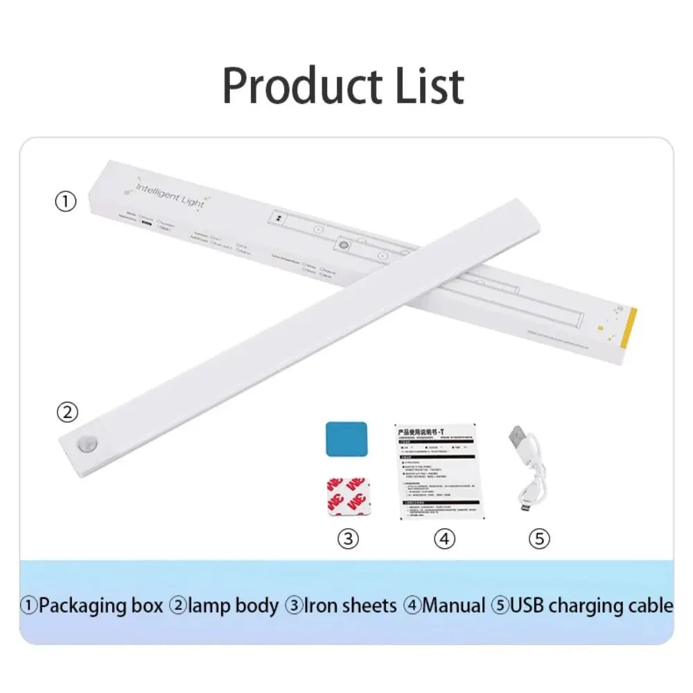 Motion Sensor Cabinet Light — USB-C Rechargeable, Dimmable, 4 Modes