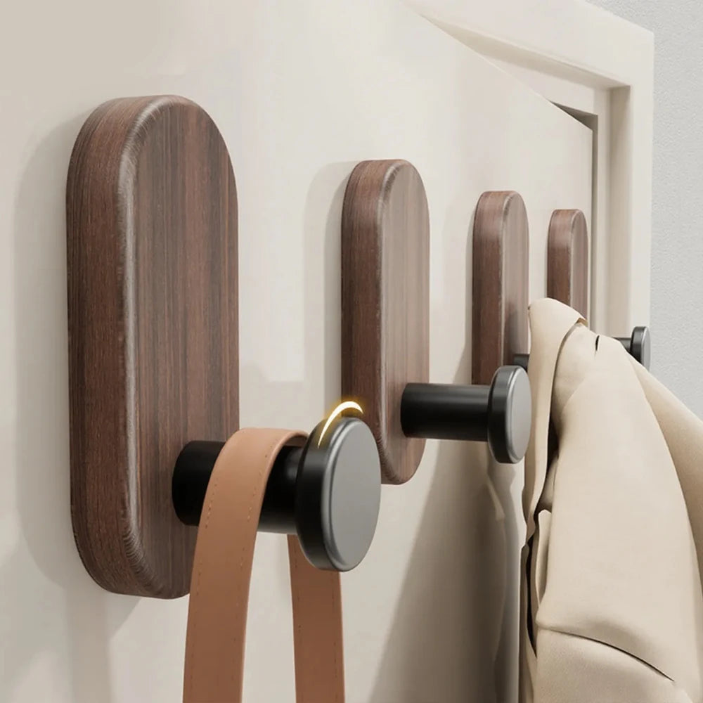 Self-Adhesive Wooden & Aluminium Wall Hook — No-Drill Key & Coat Hanger