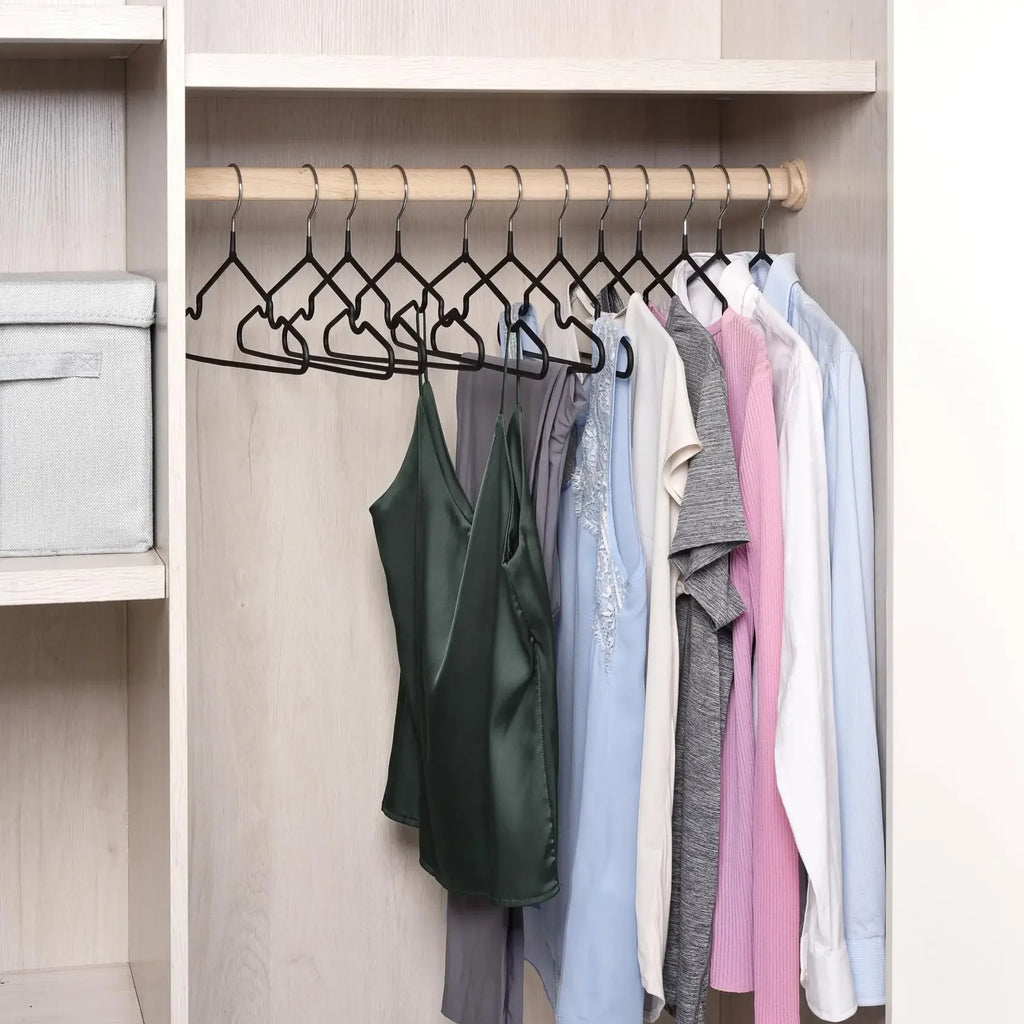 Non-Slip Coated Metal Suit Hangers — Pack of 10