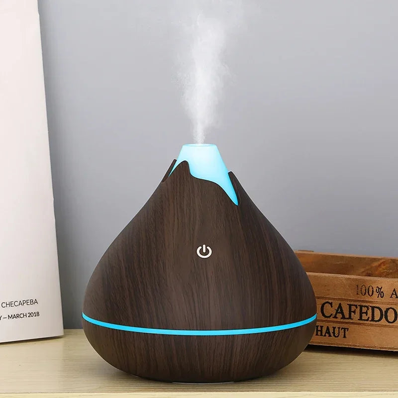 Wood Grain Ultrasonic Aroma Diffuser & Humidifier — 7 Colour LED, Remote Control