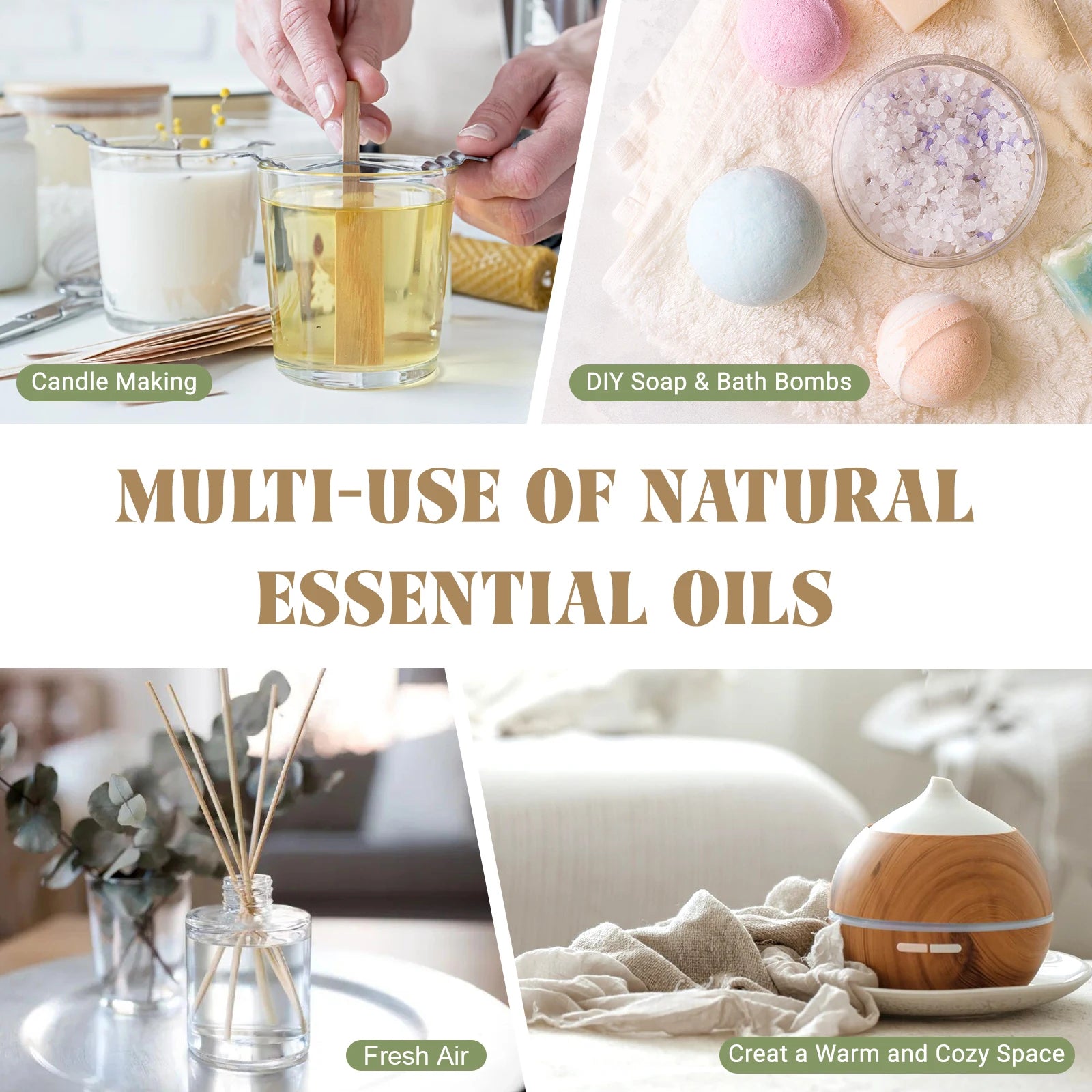 EUQEE 100ml Pure Essential Oil — Vanilla, Lavender, Cinnamon or Lemon — Diffuser & Candle Making