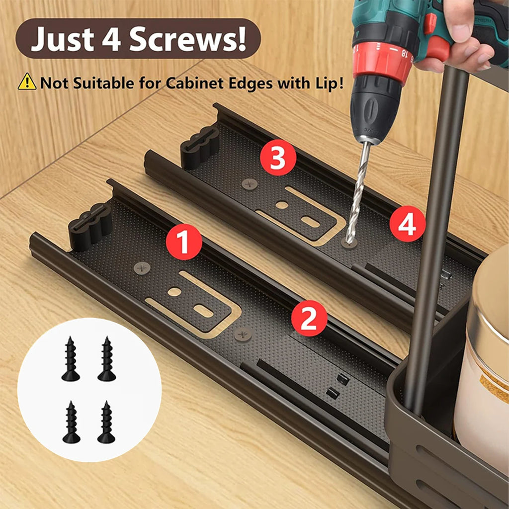 Pull-Out 2-Layer Spice & Seasoning Rack — Large Capacity, Cabinet Shelf